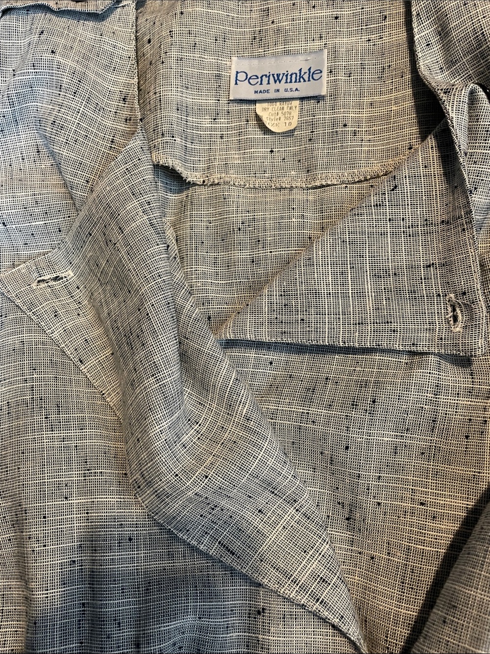 Women’s EUC VINTAGE MADE IN USA PERIWINKLE Sz 10 MIDI Tweed Dress Blk Accents - Picture 14 of 15